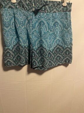 Joe Fresh Teal and Navy Paisley Drawstring Shorts